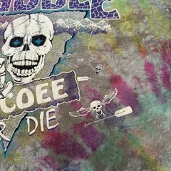 Vintage 90s Paddle Ocee River Shirt L Tie Dye Skull River Tennessee Rafting