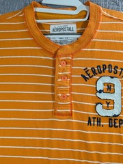 Aeropostale Shirt Men’s Bright Orange Stripe Sz XL TG Embroidered 100% Cotton
