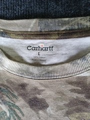Carhartt Real Tree T-Shirt Mens L Camo Pocket Leather Patch Y2K Faded