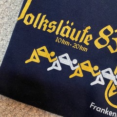 VTG 80s Champion Tag Frankenmuth Volkslauffe Navy Yellow Raglan T-Shirt Adult L
