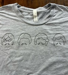 The Beatles Bella+Canvas Minimalist Line Art Short Sleeve Grey T-Shirt-Size L
