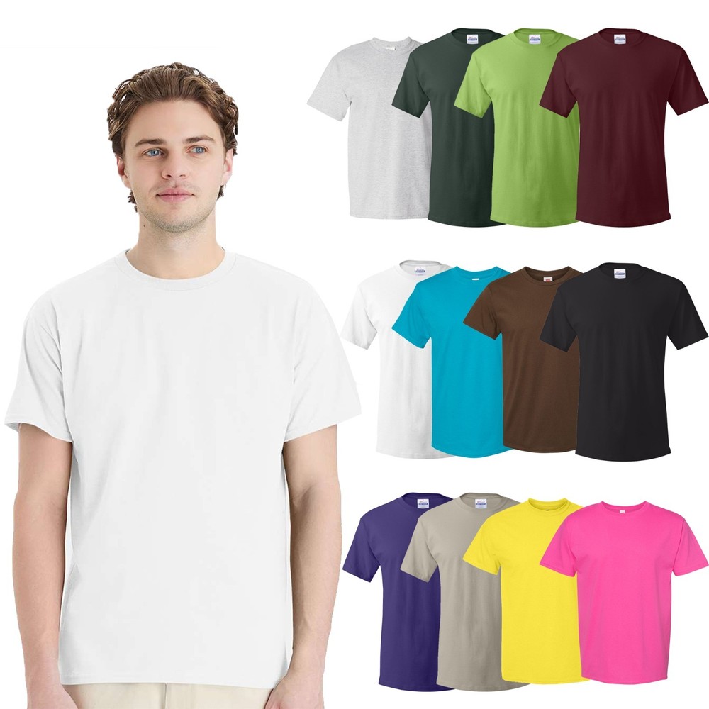 Hanes Unisex Essential-T T-Shirt, Assorted Color, Crew Neck Tee, S-5XL, 12-Pack