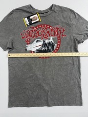 Aerosmith Shirt Mens Medium Gray Airplane Graphic Tee Rock Band Tagless Top