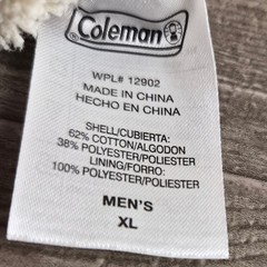 Coleman Henley Thermal Shirt Mens XL Sherpa Lined Waffle Knit Brown Pre-owned