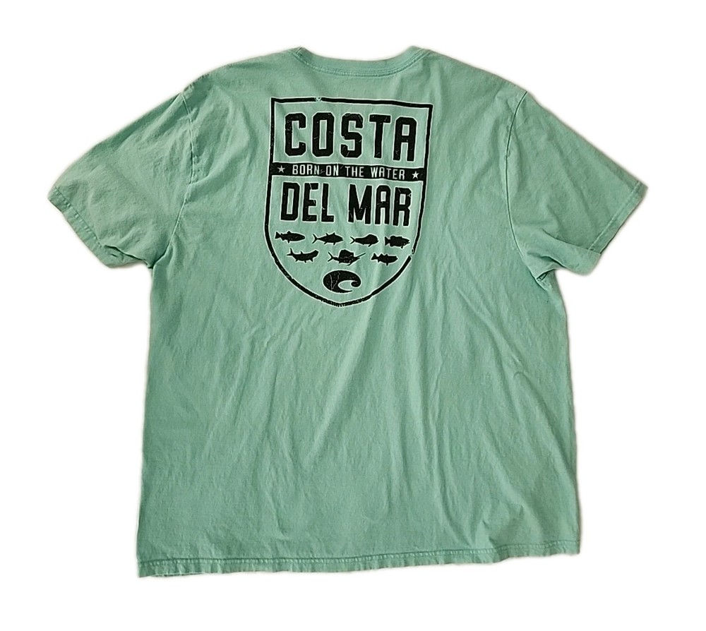 Costa Del Mar Men’s 2XL “Born On The Water” Graphic T-Shirt 100% Cotton Teal EUC