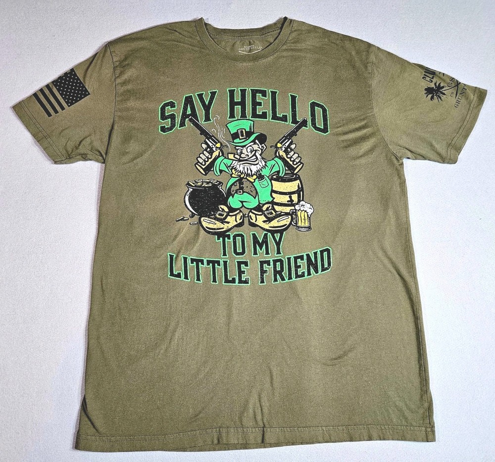 Grunt Style Shirt Adult XL Green Leprechaun Say Hello To My Little Friend Tee