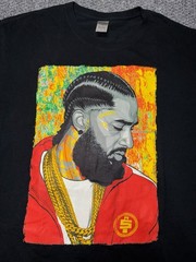 Gildan Nipsey Hussle streetwear Graphic T-Shirt Black Size Large
