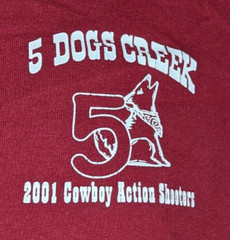 5 Dogs Creek Cowboy Action Shooters Vintage 2001 Tshirt SASS Size L