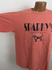 Vintage Bar Shirt Mens Large Faded Salmon Pink Dog T-shirt Funny Tee Distressed