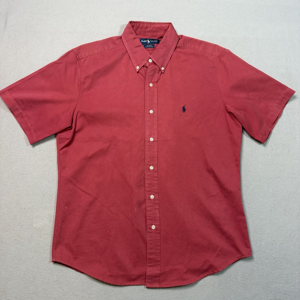 Polo Ralph Lauren Blake Red Button Up Shirt Vintage Short Sleeve Large