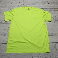 Hanes Cool Dri Shirt Mens XL Hi Vis Neon Yellow Short Sleeve Work