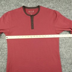 BYLT Shirt Mens Small Maroon Drop Cut Long Sleeve Henley LUX Stretch Casual-