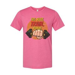Eat Sleep Train Repeat Unisex Fitness Graphic T Shirt For Gym And Workout Cotton