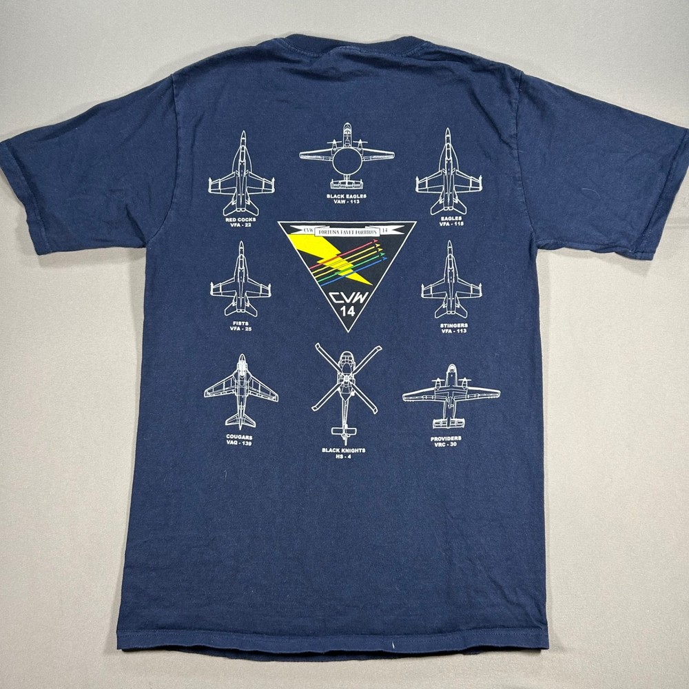 Vtg USS Ronald Reagan – Mens Blue T-Shirt Size Small CVN-76 Planes