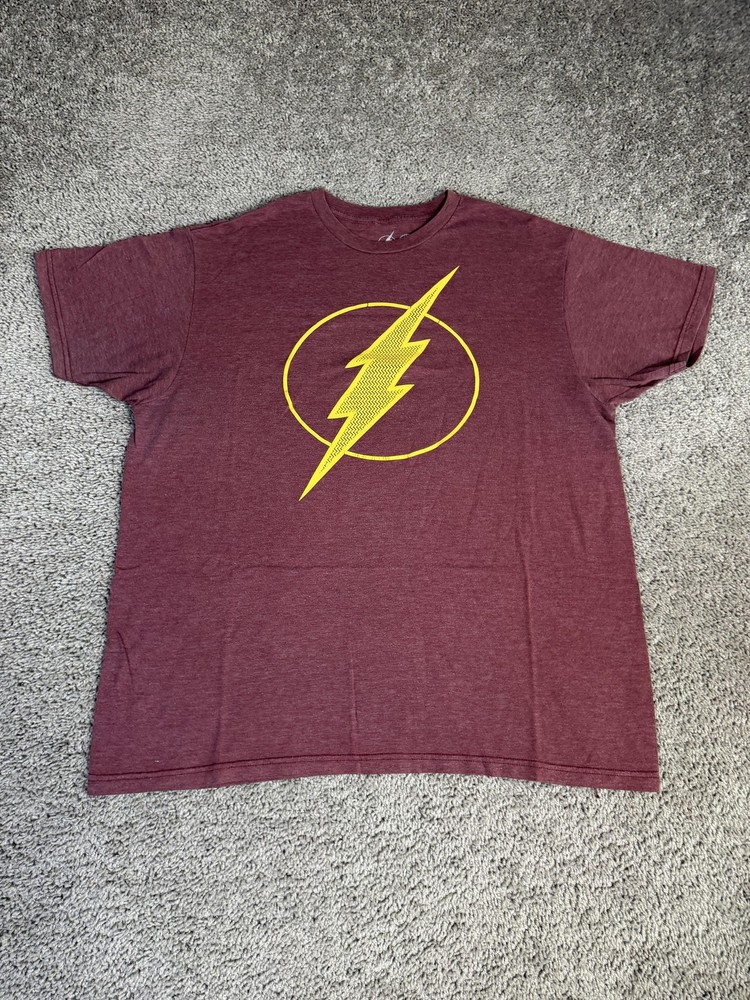 The Flash Shirt Mens XL Red DC Comics Graphic Tee 50% Cotton Polyester
