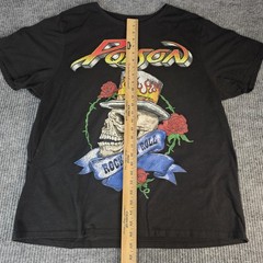 Poison Skull Top Hat Shirt Mens 2XL Black Rock And Roll Graphic Band Tee Rock
