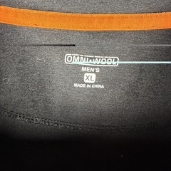 Omni Wool Base Layer Shirt Mens XL Black Wool Blend Crew Neck Long Sleeve Camp