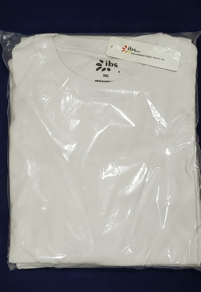 IBS Short Sleeve White Color men`s T Shirt Size 3XL- 3 PCS – New in Package