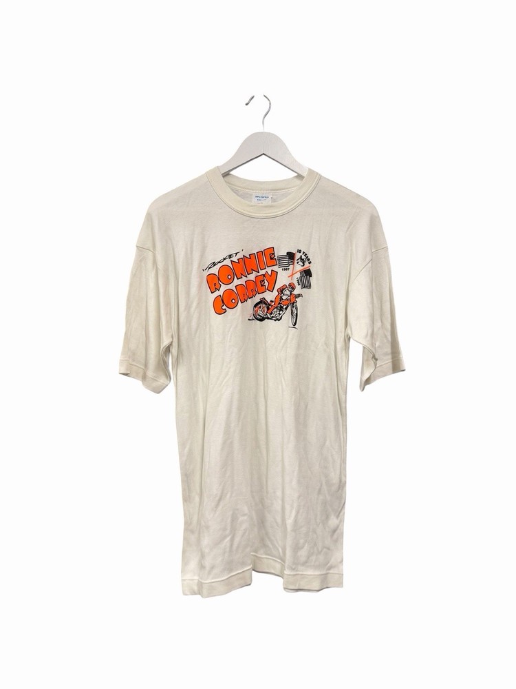 Vintage T Shirt Rocket Ronnie Correy 10 Years 1987-1991 White Size XL L Made UK