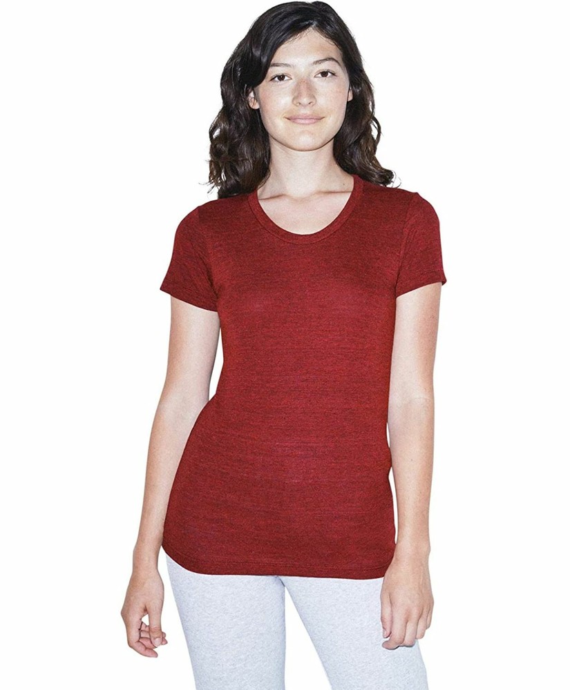 American Apparel Women’s Tri-Blend Slim Fit Crewneck Short Sleeve Track T-Shirt