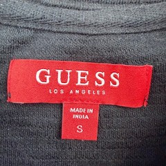 Guess T-Shirt Men’s Small Black Ribbed Gold Triangle Logo Patch Short Sleeve