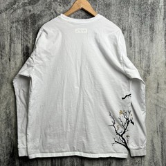 STREETWEAR Reigning Fury Mens Long Sleeve Tee White Glitter Skulls Branches XL