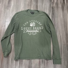Lucky Brand Men’s Green Waffle Knit Logo Graphic Crewneck Long Sleeve Tee XL