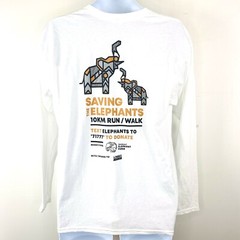 Delta Apparel Shirt sz L White Saving the Elephants 10K Charity Event Activist