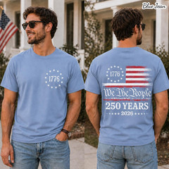 We The People Shirt USA 250th Anniversary Patriotic US Flag Back Print Tee Men