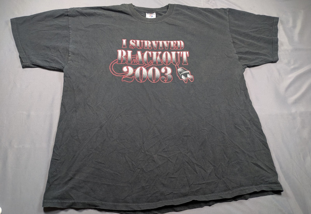 Vintage I Survived Blackout Of 03 Shirt Mens 3XL Black American History Survival