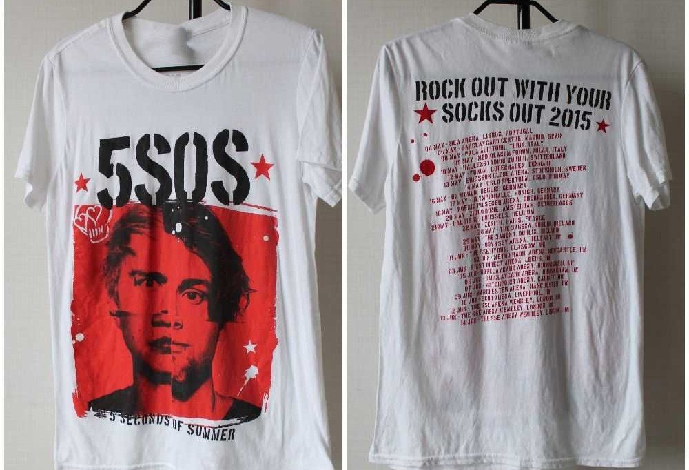 2 Sides Socks Out 2015 5 Seconds of Summer 5SOS Shirt S-5XL Unisex 1P1262