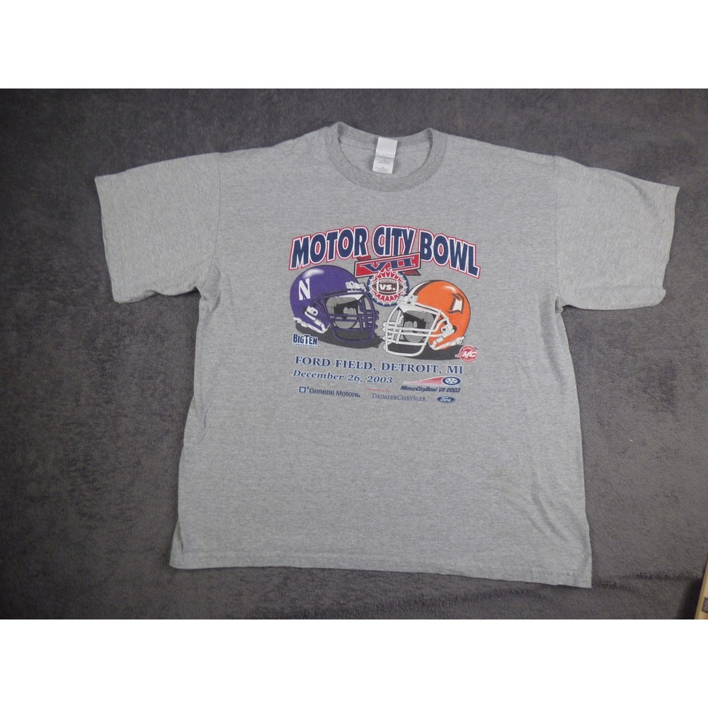 Gildan 2003 Motor City Bowl VII T-Shirt Mens XL Northwestern vs Bowling Green