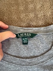 Lauren Ralph Lauren XL Gray Long Sleeve Shirt with Brown Shoulder and Elbow Pads