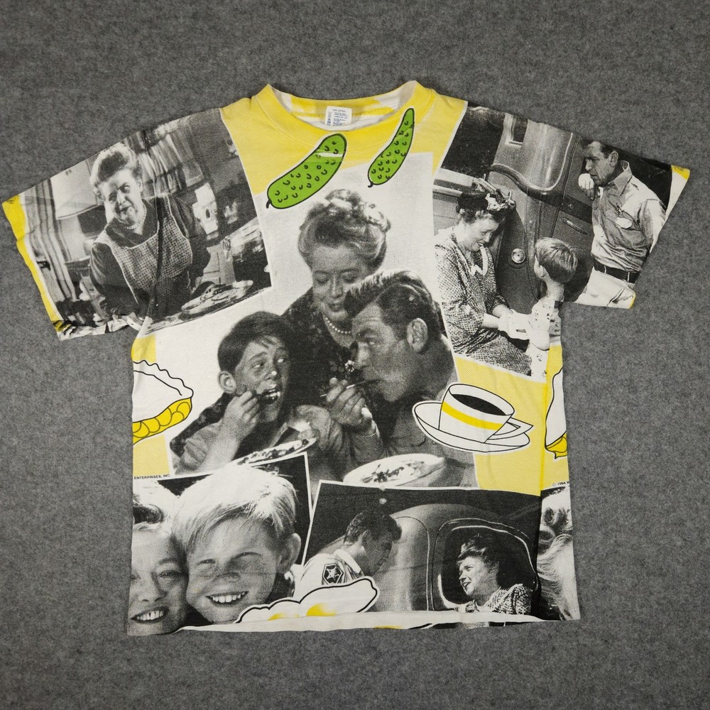 Vtg 90s Andy Griffith Shirt Mens Large AOP The Pickle Story USA Single Stitch TV