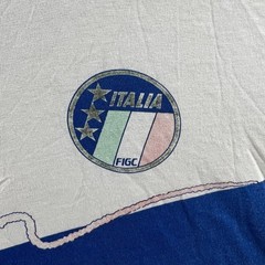 Vintage Diadora Italia FIGC Shirt Mens XL White Distressed Soccer Single Stitch