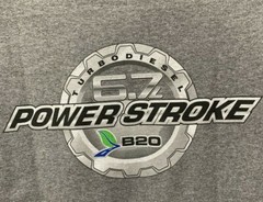 Ford 6.7L Powerstroke Diesel Super Duty T-Shirt – Gray w/ Blue Script & Emblem