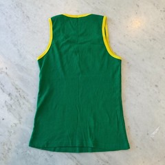 Knit Knot Jamaica Ribbed Tank Top Green Yellow Trim Flag Graphic Size XXL