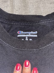 Champion Men’s Black Graphic Print Crew Neck T-Shirt Size S Logo “TUF U”