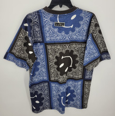 Chinatown Market Smiley Shirt Mens Large Blue Black Patchwork Streetwear Y2K