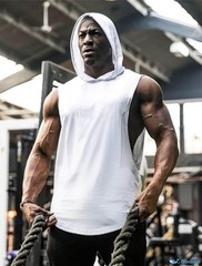 Men’s Workout Hooded Tank Tops Bodybuilding Muscle T Shirt Sleeveless Gym Hoo…