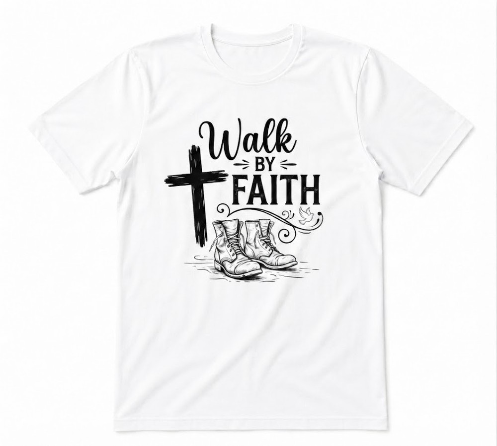 Walk By Faith Christian Faith Jesus Loves You Unisex White T-shirt