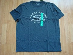 NWT Men Lucky Brand Gray Short Sleeve Crew Neck T-Shirt Motorcycle Graphic XL
