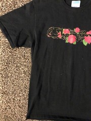 Vintage Y2K Champion Roses Graphic Adult XL Black Short Sleeve Floral Shirt
