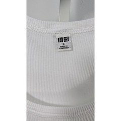 Uniqlo Ribbed Tank Top Mens Small White Scoop Neck Basic Cotton Blend Undershirt