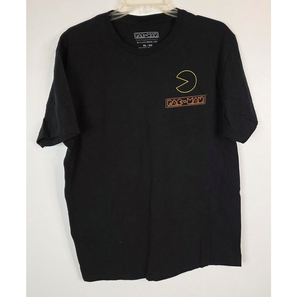Pac-Man Graphic Tee Unisex Size XL Black Multi Short Sleeve by C-Life Group, Ltd