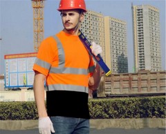 Hi Vis Safety T Shirt ANSI Class 3 Long Sleeve Reflective Tape with Black Bottom