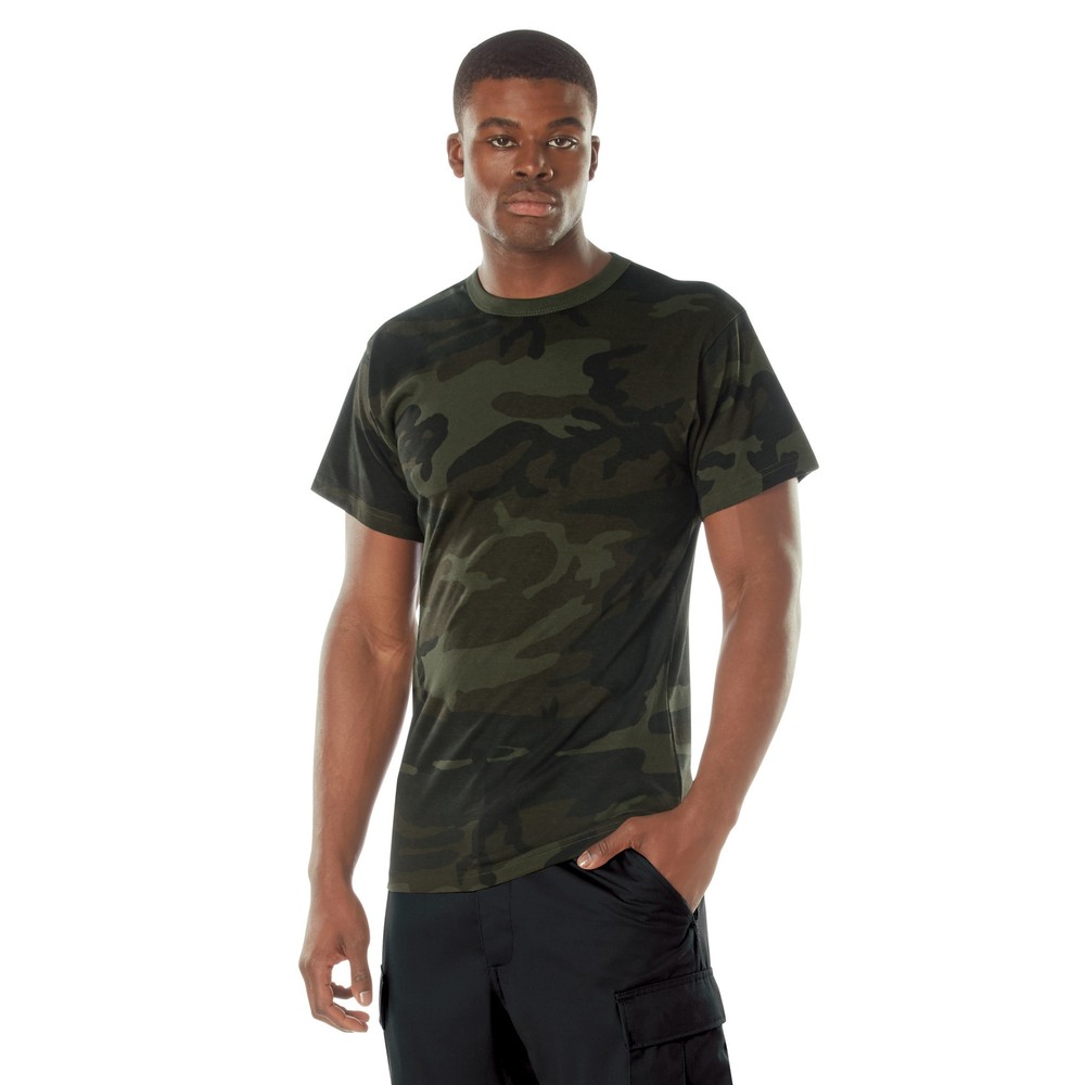 Men’s Midnight Woodland Camo T-Shirt – Stealth Ops Camouflage Short Sleeve Tee