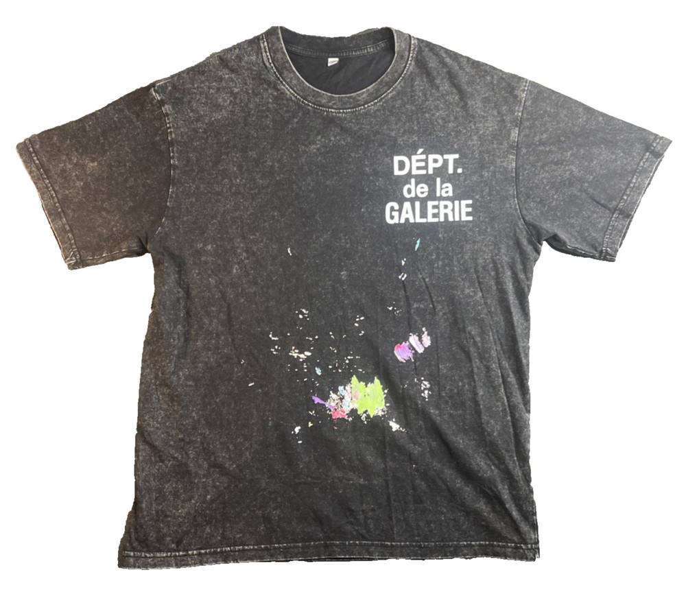 Gallery Dept Men’s M Black Paint-Splattered Shirt “Dépt De La Galerie” French