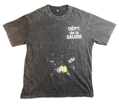 Gallery Dept Men’s M Black Paint-Splattered Shirt “Dépt De La Galerie” French