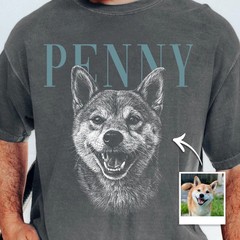 Personalized Pet Portrait Vintage Sketch Comfort Tee Custom Animal Art Gift